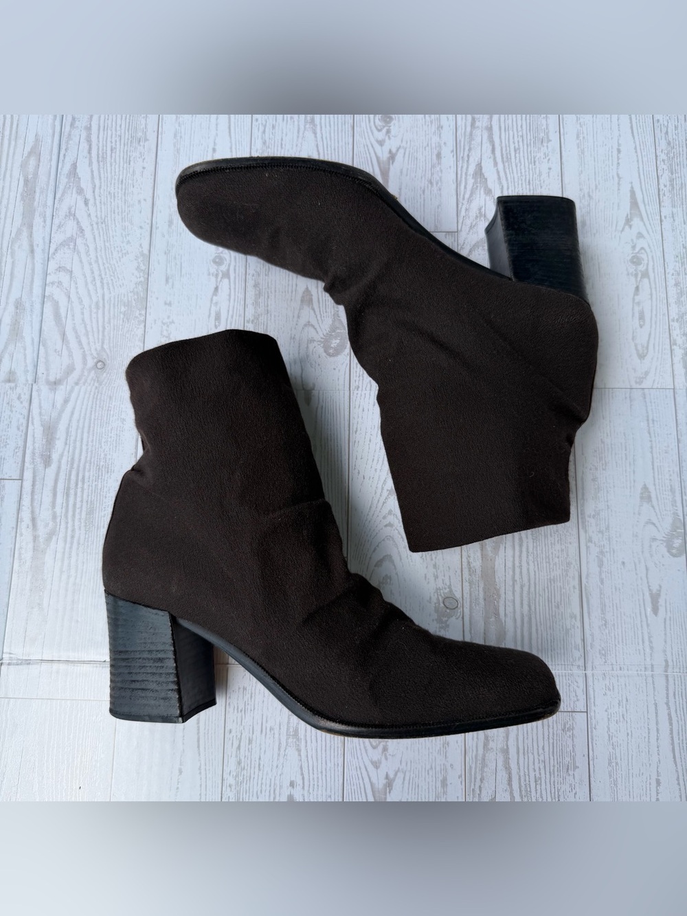 Martinez Valero Brown Suede Square Toe Ankle Boots | Women’s 8.5
